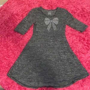 Gray girls dress with sparkly bow design